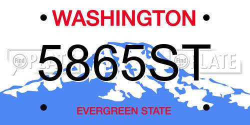 5865ST Washington License Plate