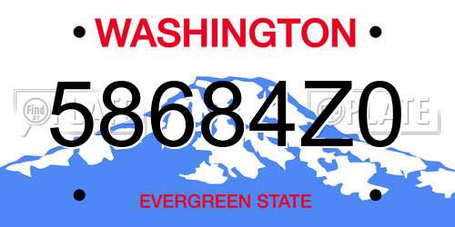 58684Z0 Washington License Plate