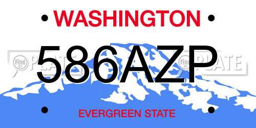 586AZP Washington License Plate