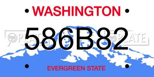 586B82 Washington License Plate