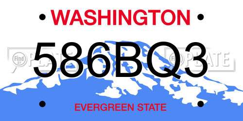 586BQ3 Washington License Plate