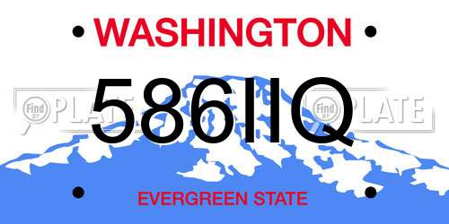 586IIQ Washington License Plate