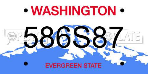 586S87 Washington License Plate