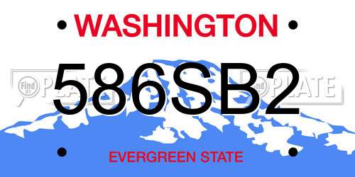 586SB2 Washington License Plate