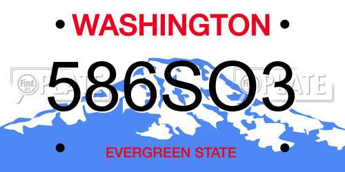 586SO3 Washington License Plate