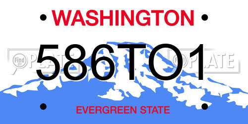 586TO1 Washington License Plate