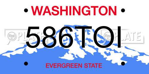 586TOI Washington License Plate