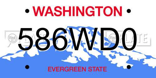 586WD0 Washington License Plate