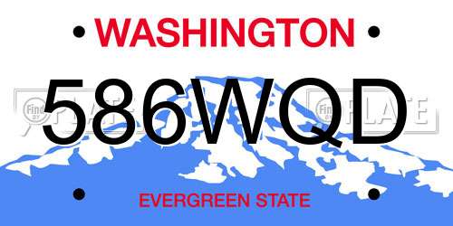 586WQD Washington License Plate