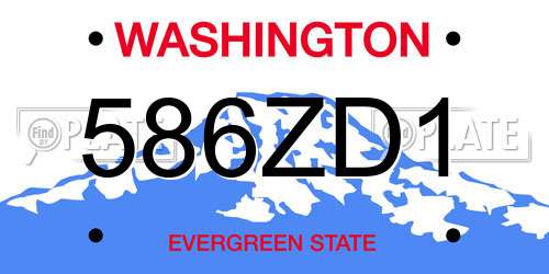 586ZD1 Washington License Plate