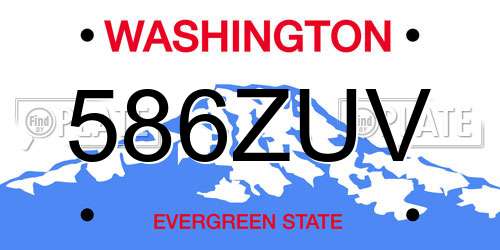 586ZUV Washington License Plate