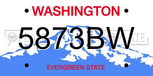 5873BW Washington License Plate