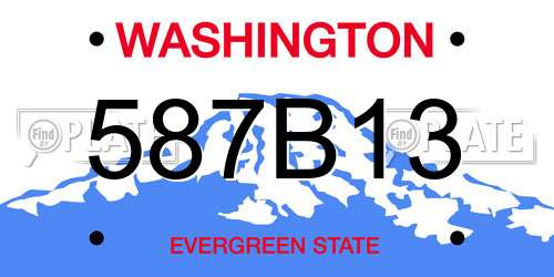 587B13 Washington License Plate
