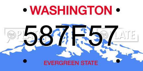587F57 Washington License Plate