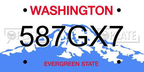 587GX7 Washington License Plate