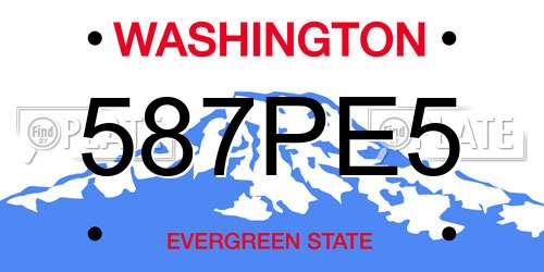 587PE5 Washington License Plate