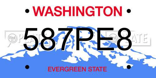 587PE8 Washington License Plate