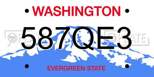 587QE3 Washington License Plate