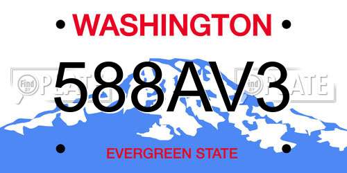 588AV3 Washington License Plate