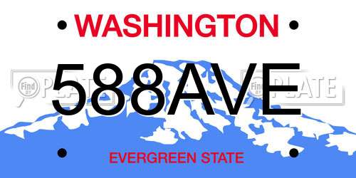 588AVE Washington License Plate