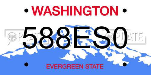 588ES0 Washington License Plate