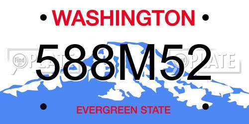 588M52 Washington License Plate