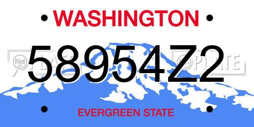58954Z2 Washington License Plate