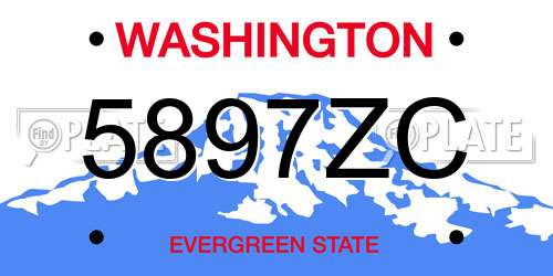 5897ZC Washington License Plate