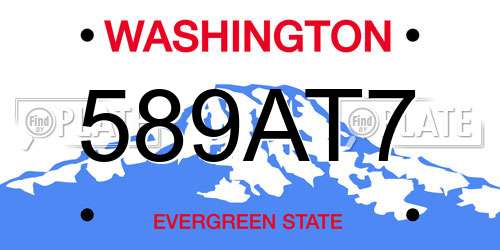 589AT7 Washington License Plate