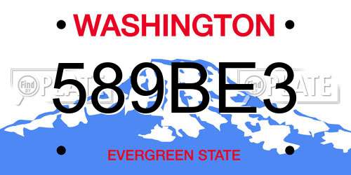 589BE3 Washington License Plate