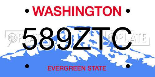 589ZTC Washington License Plate