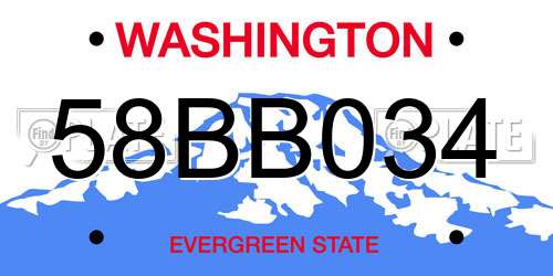 58BB034 Washington License Plate