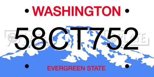 58CT752 Washington License Plate