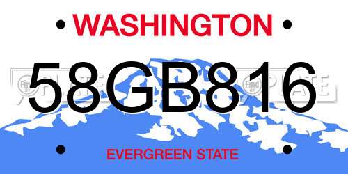 58GB816 Washington License Plate