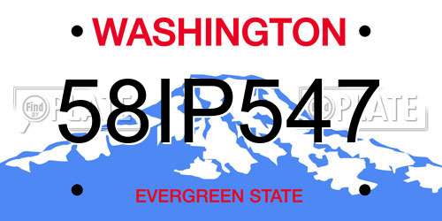 58IP547 Washington License Plate