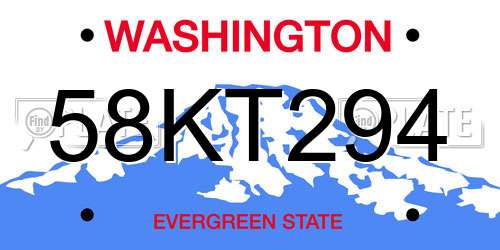 58KT294 Washington License Plate