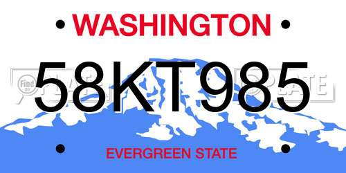 58KT985 Washington License Plate
