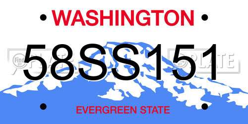 58SS151 Washington License Plate