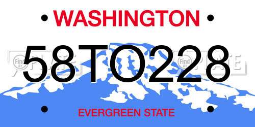 58TO228 Washington License Plate
