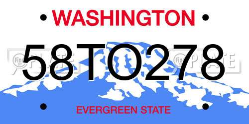 58TO278 Washington License Plate
