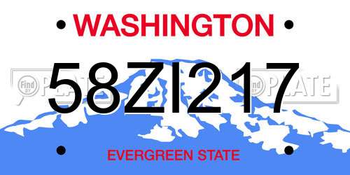 58ZI217 Washington License Plate