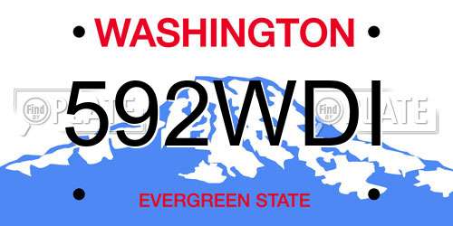 592WDI Washington License Plate