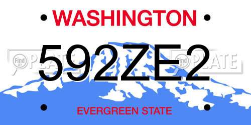 592ZE2 Washington License Plate