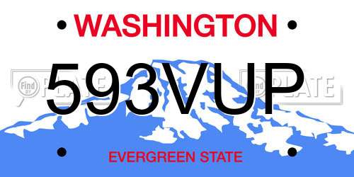 593VUP Washington License Plate