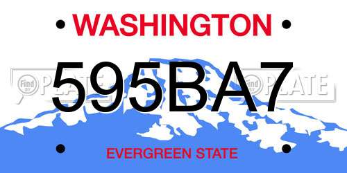 595BA7 Washington License Plate