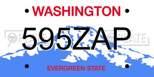 595ZAP Washington License Plate