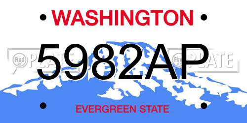 5982AP Washington License Plate