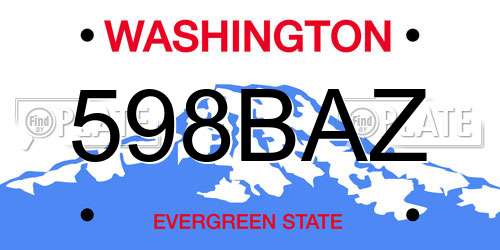 598BAZ Washington License Plate