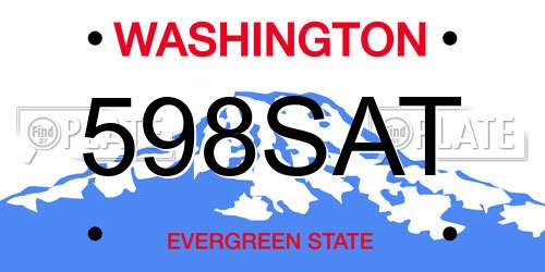 598SAT Washington License Plate