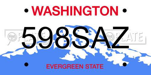 598SAZ Washington License Plate